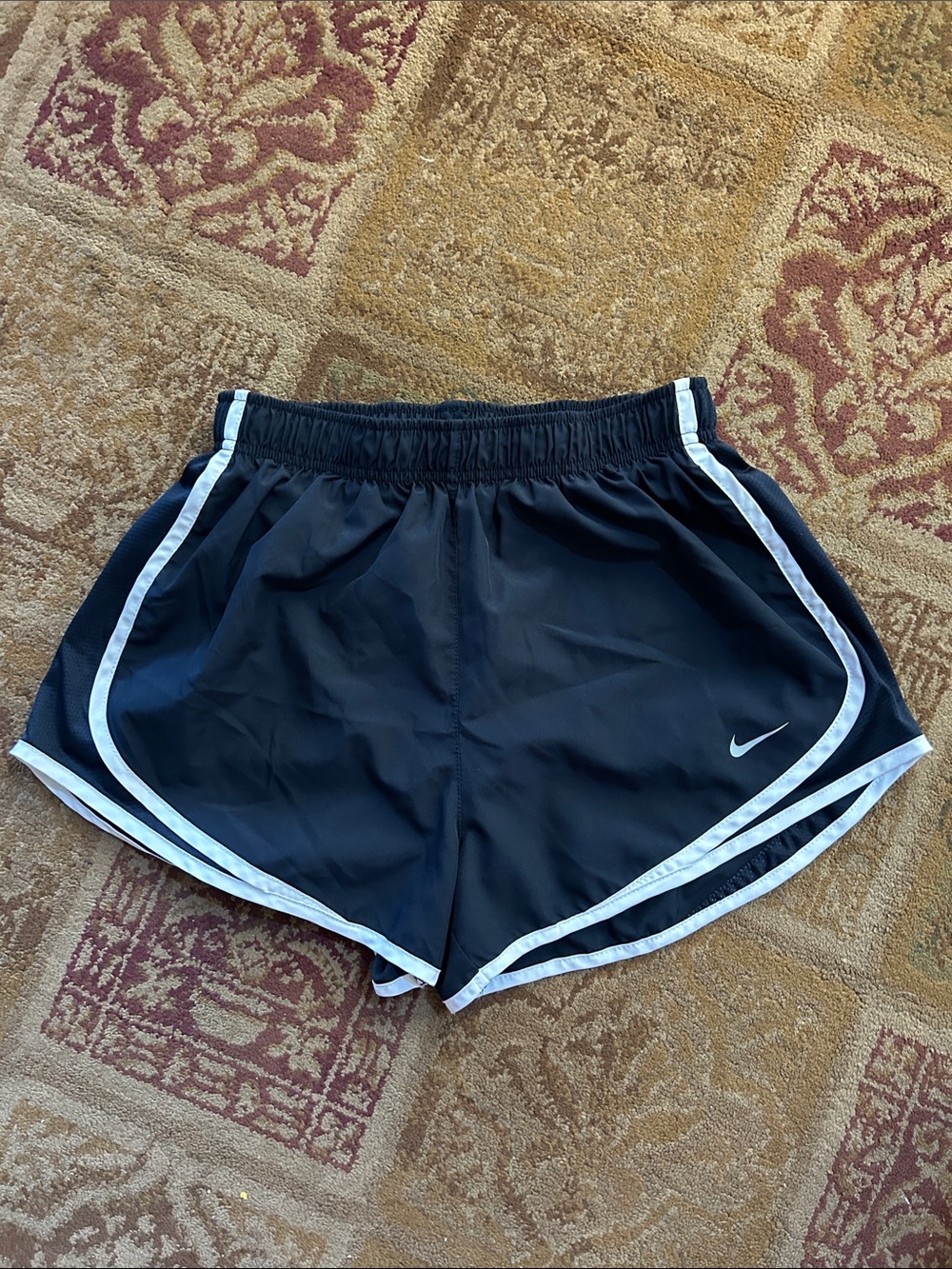 Nike Women's Navy Athletic Shorts with White Piping